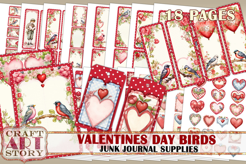 junk-journal-supplies-set-valentines-day-birds-kit-tags