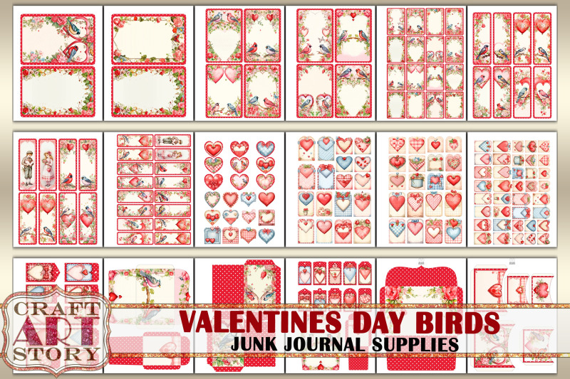 junk-journal-supplies-set-valentines-day-birds-kit-tags