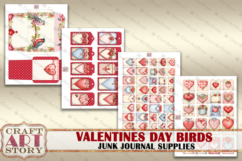 junk-journal-supplies-set-valentines-day-birds-kit-tags