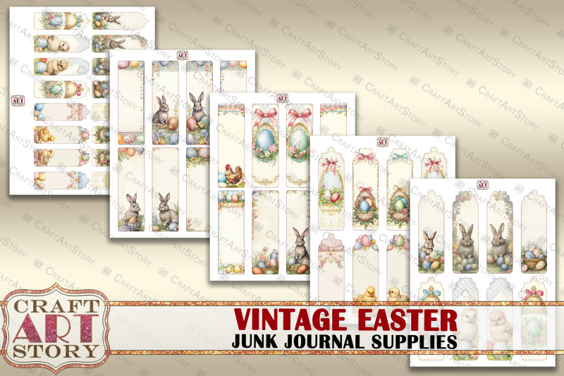 junk-journal-supplies-set-vintage-easter-kit-tags-labels