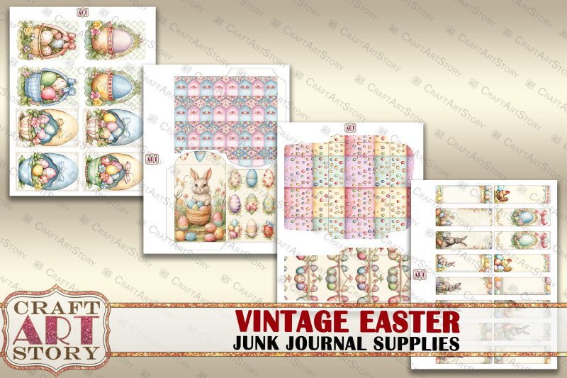 junk-journal-supplies-set-vintage-easter-kit-tags-labels