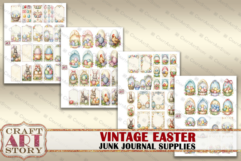 junk-journal-supplies-set-vintage-easter-kit-tags-labels