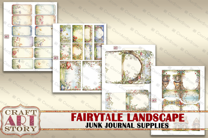 junk-journal-supplies-set-fairytale-landscape-kit-tags