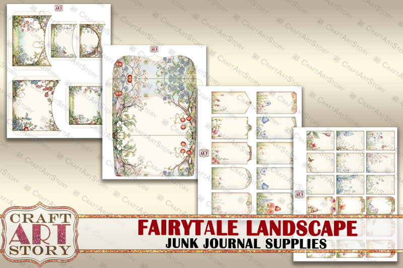 junk-journal-supplies-set-fairytale-landscape-kit-tags