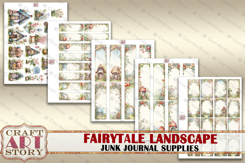 junk-journal-supplies-set-fairytale-landscape-kit-tags