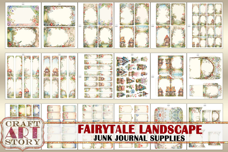 junk-journal-supplies-set-fairytale-landscape-kit-tags