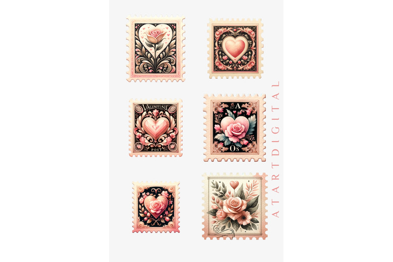 valentine-039-s-day-retro-clip-art-with-vintage-stamps-postage
