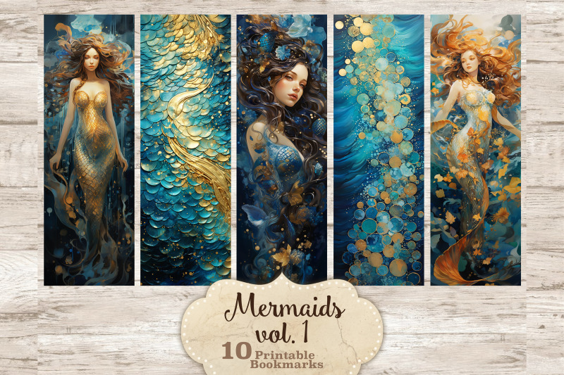 mermaids-bookmarks-fantasy-printable