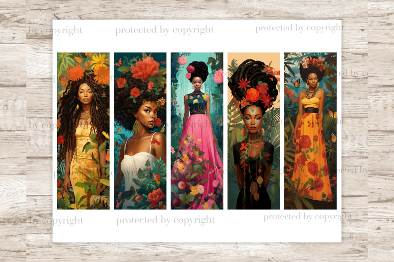 floral-black-girls-bookmarks-print-and-cut-bookmark-set