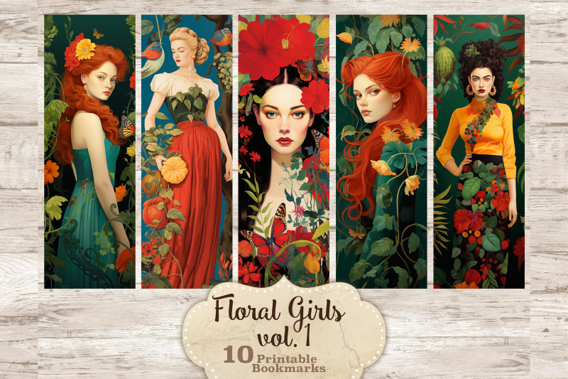 floral-girls-bookmarks-digital-download-set