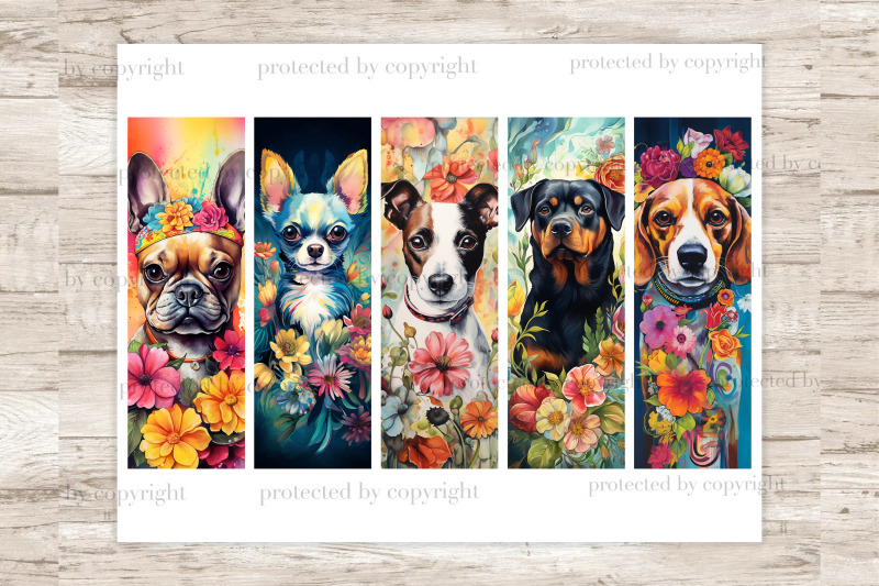 floral-dogs-bookmarks-pets-printable-set