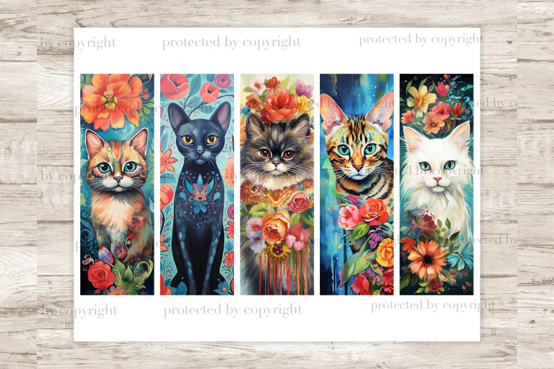 floral-cats-bookmarks-pets-printable-bundle