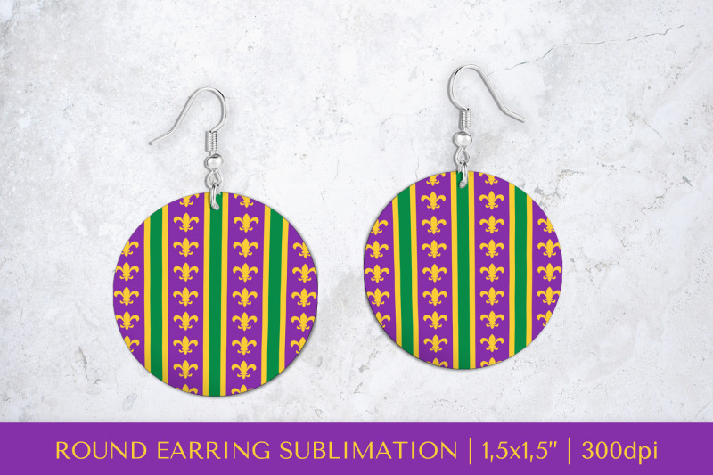 mardi-gras-earrings-sublimation-fleur-de-lis-round-earring