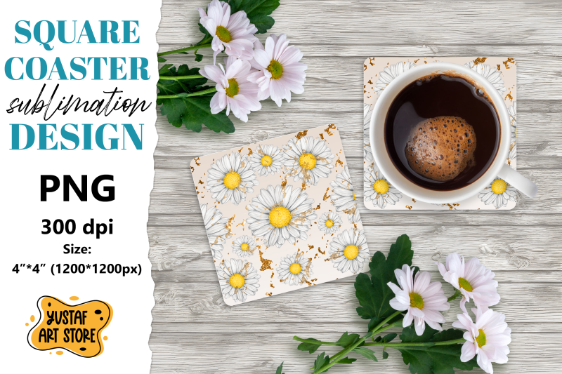 flowers-square-coaster-design-daisy-sublimation-coaster