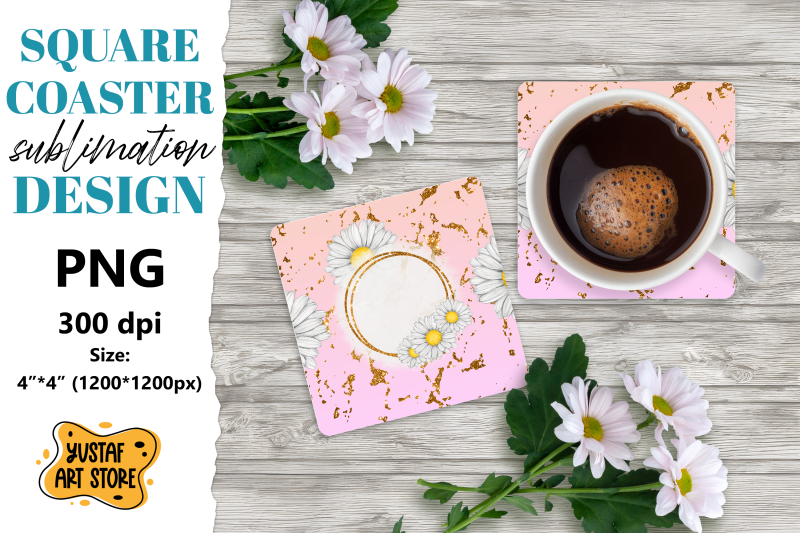 flowers-square-coaster-design-daisy-sublimation-coaster