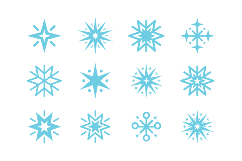 snowflake-and-star-shapes-clip-art-set