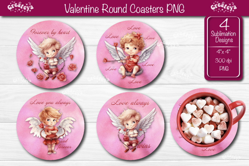 round-coaster-sublimation-valentine-angel-car-coaster-angel-love-quote