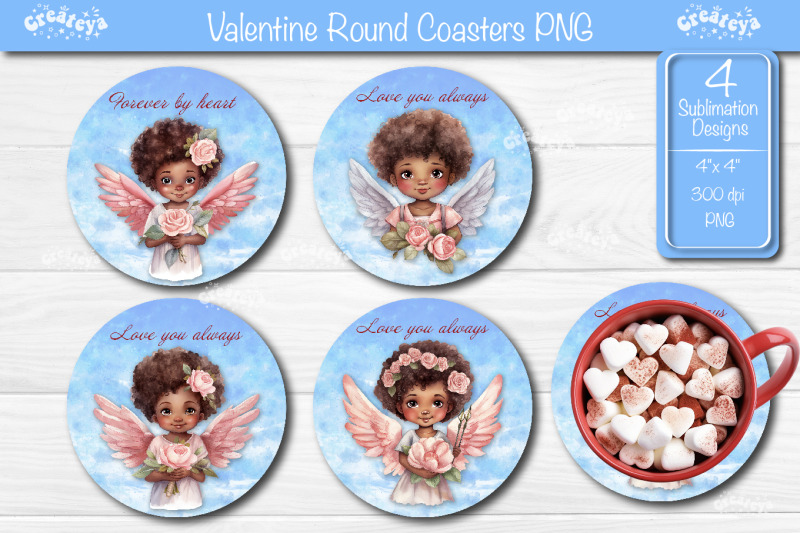 round-coaster-sublimation-valentine-angel-car-coaster-angel-love-quote