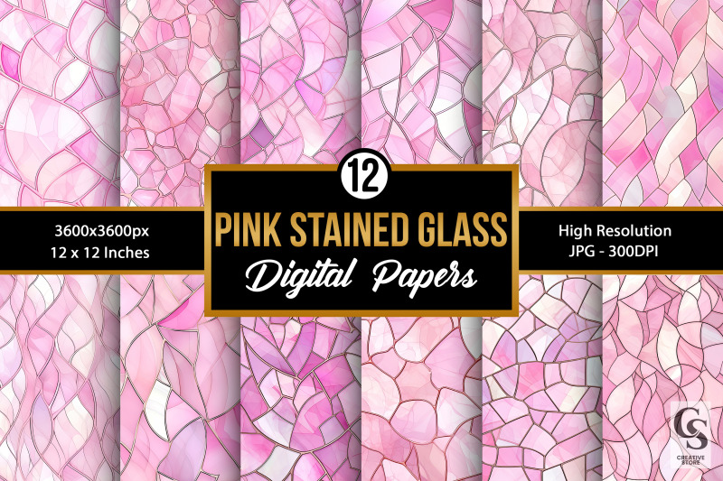 pink-stained-glass-digital-papers