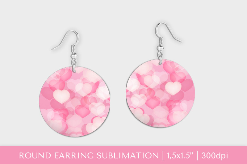valentines-earring-sublimation-pink-heart-round-earrings