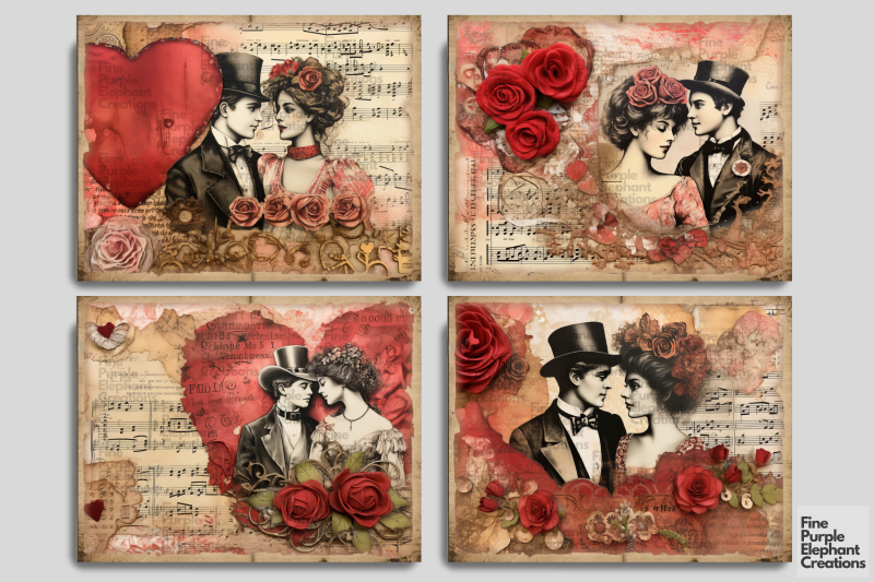 valentine-vintage-couples-digital-junk-journal-double-pages