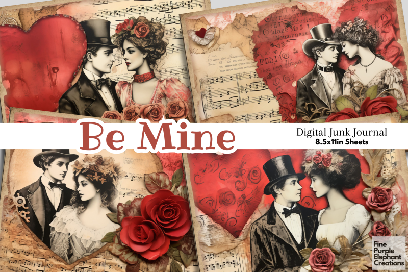 valentine-vintage-couples-digital-junk-journal-double-pages