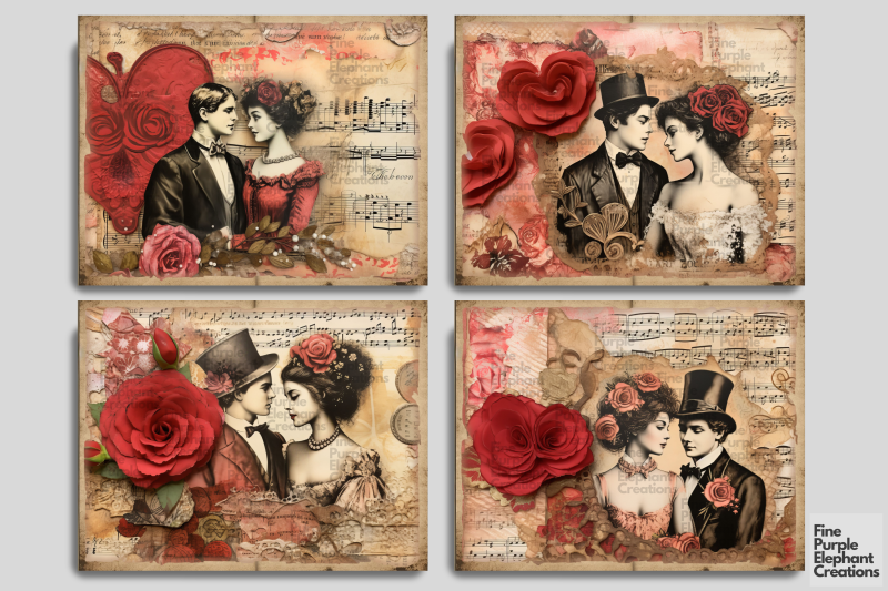 valentine-vintage-couples-digital-junk-journal-double-pages