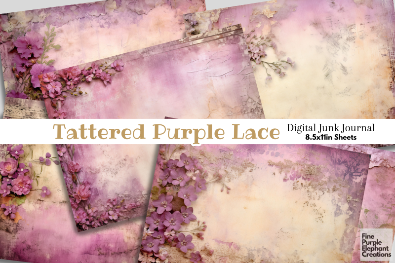 vintage-tattered-purple-lace-digital-junk-journal-double-pages-paper