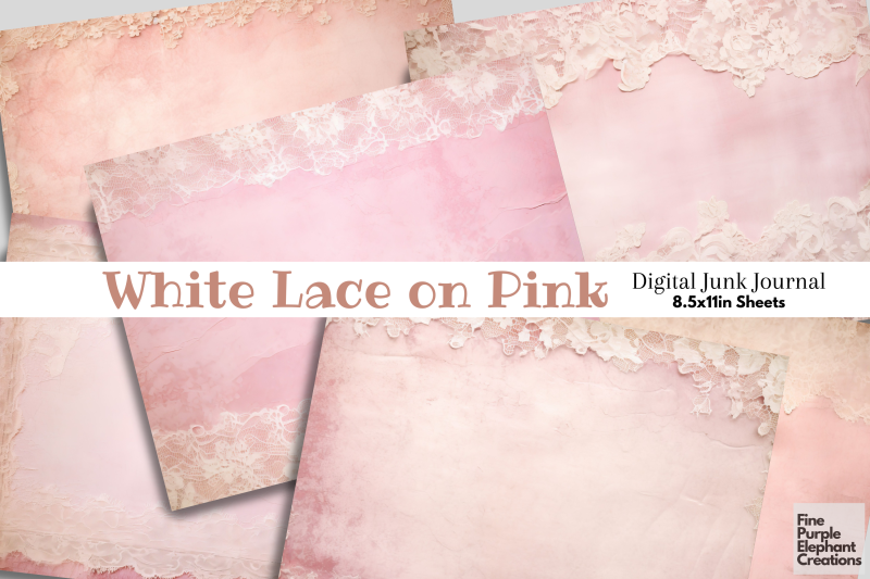 tattered-white-lace-on-pink-digital-junk-journal-double-pages-paper