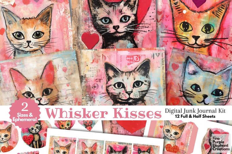 kitten-cat-valentine-digital-junk-journal-kit-half-pages-whimsical