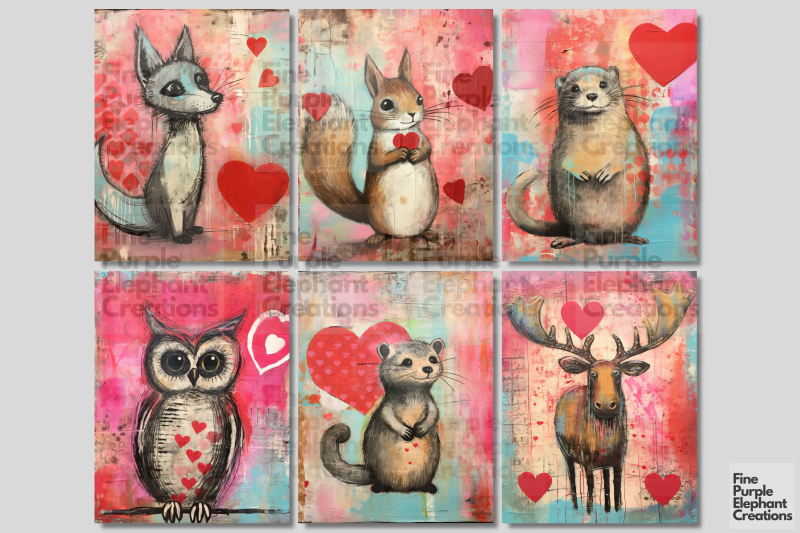 woodland-animals-valentine-digital-junk-journal-kit-half-pages-paper