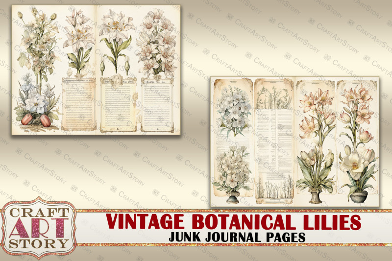 vintage-botanical-lilies-junk-journal-pages-botanical