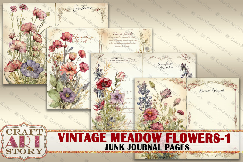 vintage-meadow-flowers-1-junk-journal-pages-botanical