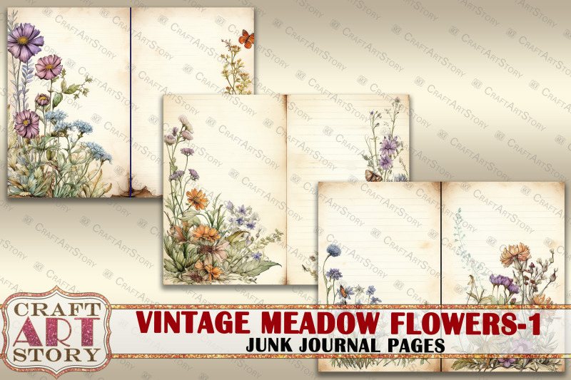 vintage-meadow-flowers-1-junk-journal-pages-botanical