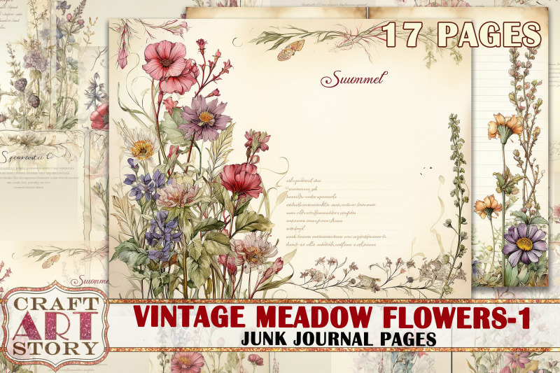 vintage-meadow-flowers-1-junk-journal-pages-botanical