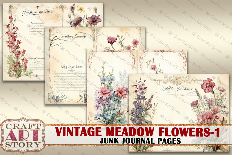 vintage-meadow-flowers-1-junk-journal-pages-botanical