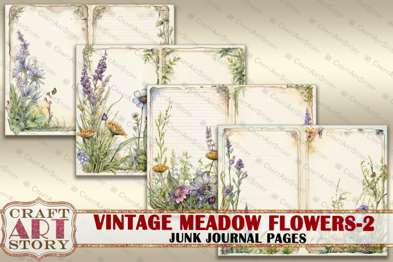 vintage-meadow-flowers-2-junk-journal-pages-botanical