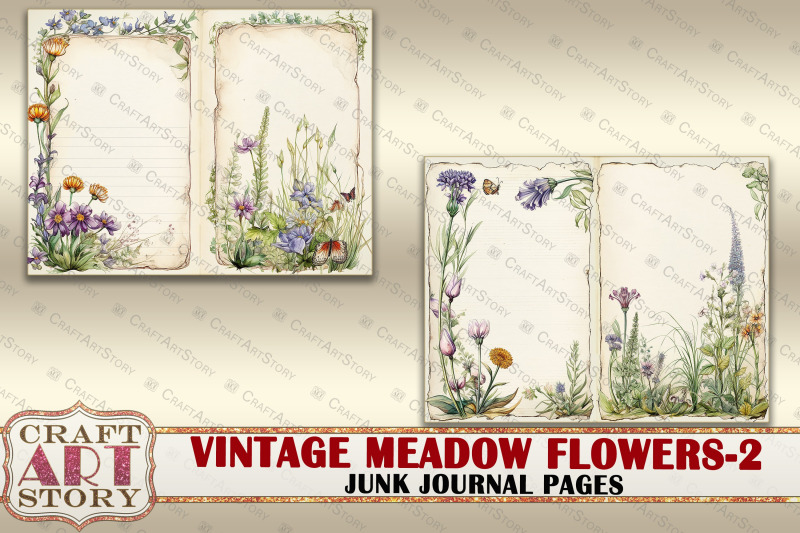 vintage-meadow-flowers-2-junk-journal-pages-botanical