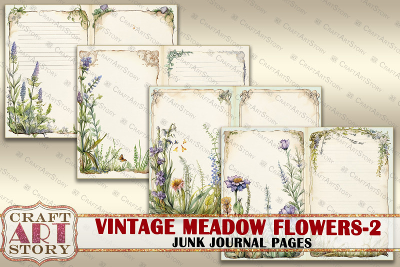 vintage-meadow-flowers-2-junk-journal-pages-botanical