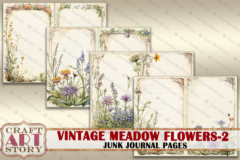 vintage-meadow-flowers-2-junk-journal-pages-botanical