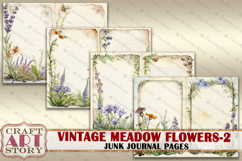 vintage-meadow-flowers-2-junk-journal-pages-botanical