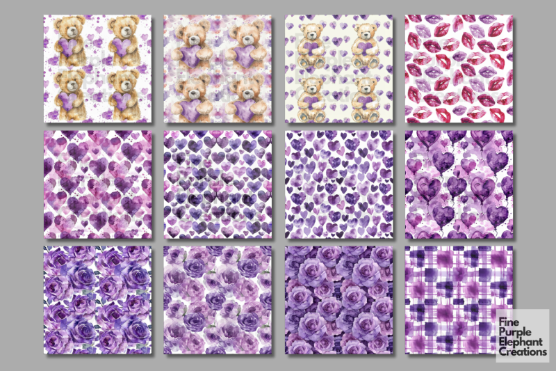 cute-purple-valentine-heart-watercolor-digital-paper