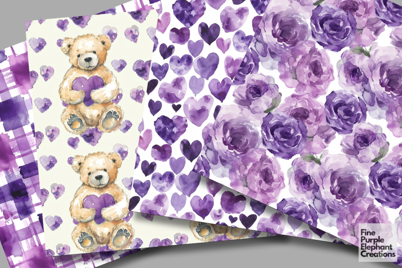 cute-purple-valentine-heart-watercolor-digital-paper