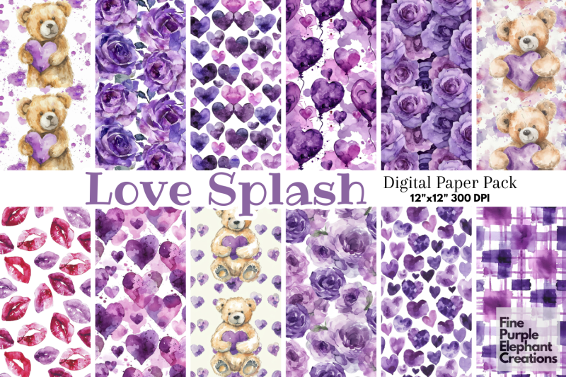 cute-purple-valentine-heart-watercolor-digital-paper