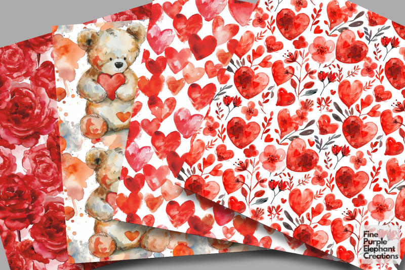 cute-red-valentine-heart-watercolor-digital-paper