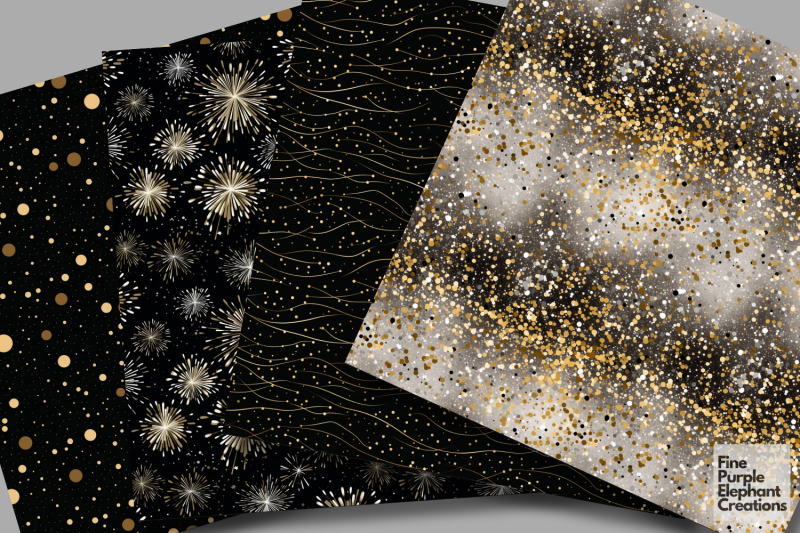 glam-happy-new-years-eve-gold-silver-fireworks-textured-paper