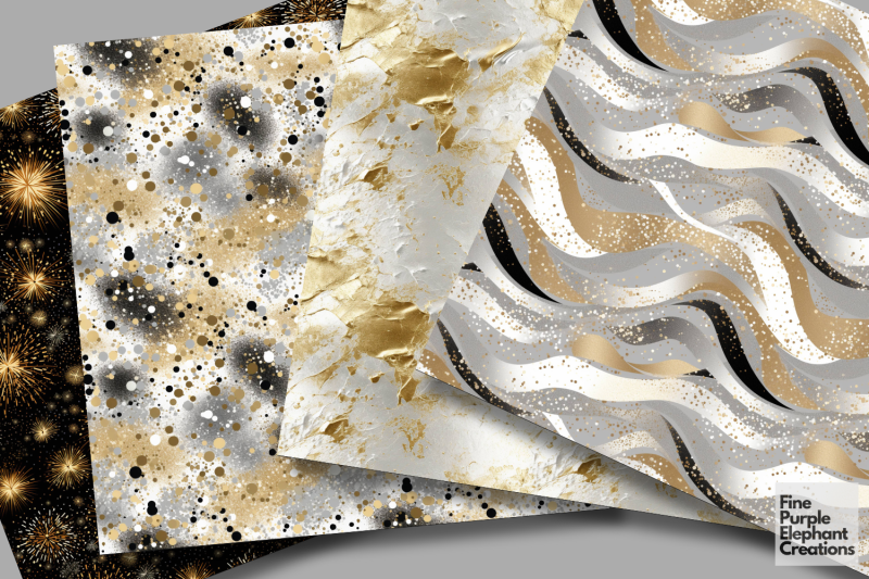 glam-happy-new-years-eve-gold-silver-fireworks-textured-paper