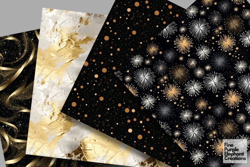 glam-happy-new-years-eve-gold-silver-fireworks-textured-paper