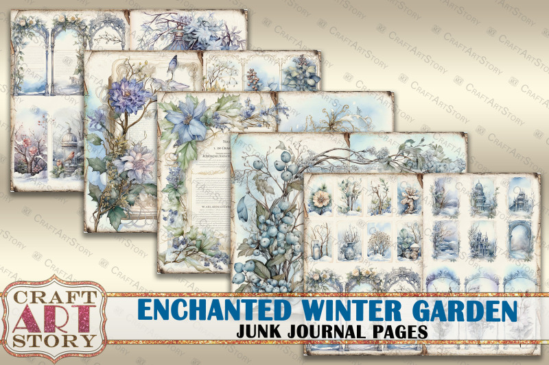 enchanted-garden-junk-journal-pages-winter-picture-collage