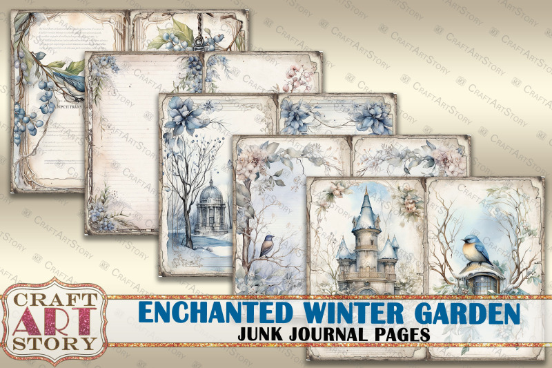 enchanted-garden-junk-journal-pages-winter-picture-collage